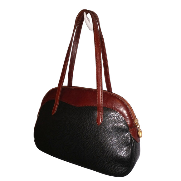 La Tour Eiffel 1887 Black Brown Pebbled Shoulder Bag Handbag Gold Hardware - Picture 8 of 16